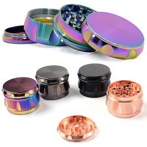 Tambour Shambre Meuleuse en alliage de zinc Herb Métal Grinders Sharpstone Personnalisé Logo 4 Couleurs 63mm Noir Rainbow Rose Gold Couleurs Gold Couleurs Tobacco Cruseur Dry Herbal Accessoires