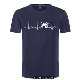 Drums Drummer Heartbeat T-shirt Casual Mannelijke Cool 3D Gedrukt Mode Japanse Tees Christmas Day Camisas Hombre Kleding 210629