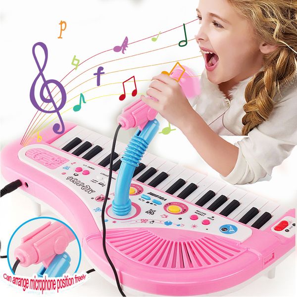 Batería Percusión 37 Teclas Teclado Electrónico Piano para Niños con Micrófono Instrumento Musical Juguetes Juguete Educativo Regalo Niños Niña Niño 230506