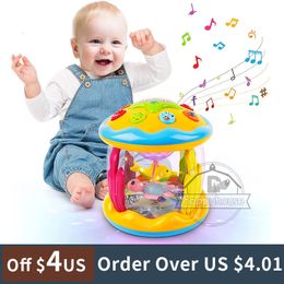 Drums Percussie Babyspeelgoed 6 0 12 Maanden Muzikaal Speelgoed Baby's Oceaan Roterende Projector Montessori Vroeg Educatief met Muziek Licht Kinderen 1 2 3 230615