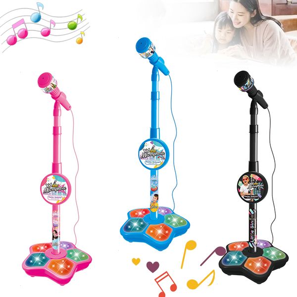 Batería Percusión Micrófono para niños con soporte Karaoke Canción Instrumento musical Juguetes Entrenamiento cerebral Juguetes educativos Regalo de cumpleaños para niña niño 230216