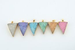 Druzy Triangle Agate Hanger Echte edelsteen Multi Color Hanger met Messing CHINK Ketting