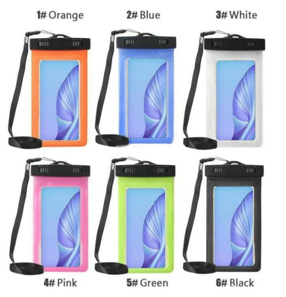 Sac à sec Sac à étui imperméable PVC Piste de sac de téléphone Universal Protective avec sacs à boussole pour la plongée nager pour smartphone jusqu'à 56809971