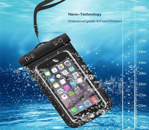 Sac à sec Sac à étui imperméable PVC Piste de sac de téléphone Universal Protective avec sacs à boussole pour la plongée nager pour un téléphone intelligent jusqu'à 56516144