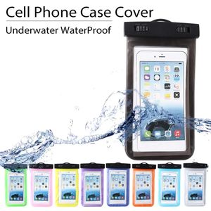 Droge tas waterdichte koffers tas pvc beschermende universele telefoon zakjes voor duiken zwemmen smartphone tot 5,8 inch mobiele kast met lanyard 500 stks