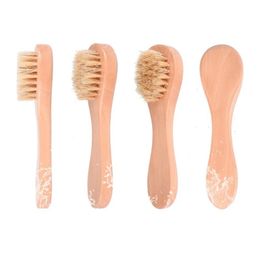 Dry Body Brush and Face Brush Set for Bath Shower Boar Bristles