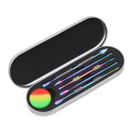 Dry Herb Smoking Accessories Nail Pipes Tobacco Stainless Steel Rainbow Wax Dab Dabber Tool Bag Set Kit Oil Rig