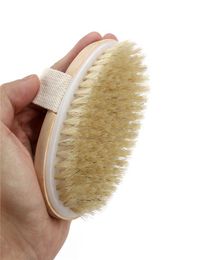 Corps de peau sèche Brosse à poils naturels doux Douche de bain en bois Bristle Bristle Bristle Spa Bross Brosse sans manche DWF28582881882