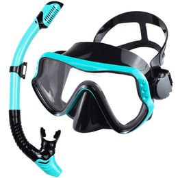 Droog snorkelset duikmasker voor volwassenen Tempered Glass Professionele panoramische snorkeluitrusting Zwemtraining Snorkelkit 240409