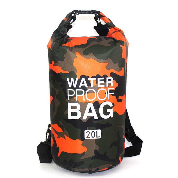 Bolsa de hombro de poliéster de camuflaje de almacenamiento en seco bolsa de calidad impermeable mochila de playa portátil deportes al aire libre bolsa de deriva mochilas