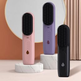 Sèche-linge 2 po sans fil de cheveux raides à cheveux lisseurs 4000mAh Ion Ion brosse chaude sèche-linge et lisser le brossage à cheveux Curler