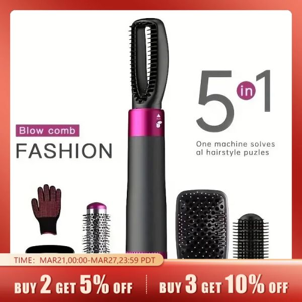 Sèche-linge Homefish 5 en 1 sèche-cheveux Brosse brosse chaude brosse volumizer styler ensemble avec une tête de brosse interchangeable tête négative sèche