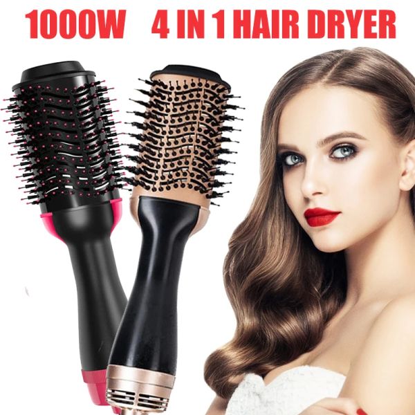 Sèche-linge un sèche-cheveux ionique et volumizer 4in1 améliorer le brosse à air chaud rotatif litreté curling Salon négatif Styler