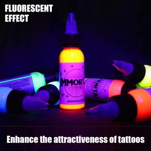 Sèche-encre fluorescente pour tatouage, 15ml/bouteille, bricolage, pigment lumineux violet clair, maquillage Permanent pour peinture corporelle
