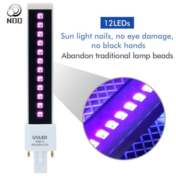 Secadoras 1pcs 12W Reemplazo de LED UV Tubo de uñas Tubo de uñas Lámpara de curado Lámpara de curado de 12 accesorios de arte de uñas en gel de esmalte ultraviol