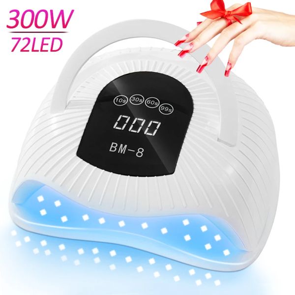 Séchants 2023New UV LED LED LAMPE LED 300W DRÉSIR FAST EN ongle pour le vernis en gel avec 72 perles de lampe 4 fois UV Light Light Grand espace Lampes de durcissement