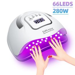 Drogers 280 W UV LED -lamp voor nagels drogen manicure lamp 66 LEDS -lamp voor snel drogende gelnagels Pools met Auto Sensor Nail Salon Tool