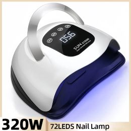 Séchants 320W 72leds Lampe à ongles professionnels pour manucure lampe de séchage à ongles LED UV haute puissance avec de grands outils de manucure à écran tactile LCD