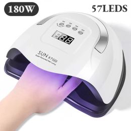 Secadoras 57led Lámpara de secado de 180 W Lámpara LED UV para secar Equipos de arte de uñas Herramientas de manicura de uñas