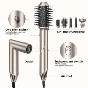 Drogers 6 in 1 Negatieve Ionen Haarblazer Borstel Salon Föhn Air Curler Wand Keramische Krultang Styler Vouwen 24329