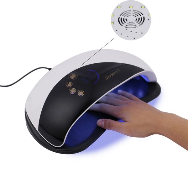 Séchants 84W Sécheur à ongles Forme de coque moderne Lampe UV LED avec ventilateur haute puissance séchage rapide Vernis de séchage Big Machine à ongles