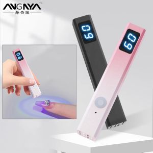 Secadores Angnya Lámpara de uñas Handheld mini secador de uñas recargable con pantalla LED Lámpara LED UV profesional para uñas Herramientas de manicura