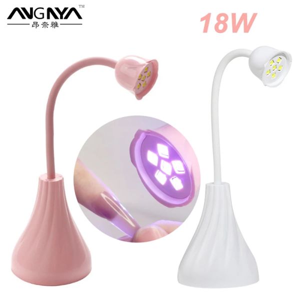 Séchants Angnya Rose mini lampe LED UV LED UV pour les ongles Sèche à ongles blanc rose pour manucure Lumière UV pour durcissement Gel Nail 18W 6 LEDS