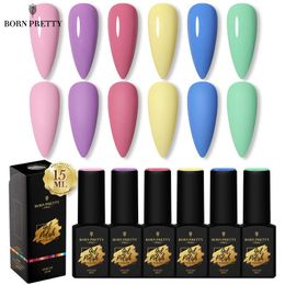 Séchoirs nés jolis 6 bouteilles en gel de vernis à ongles ensemble rose violet semi-permanent kit de vernis uv trempe à l'ongle