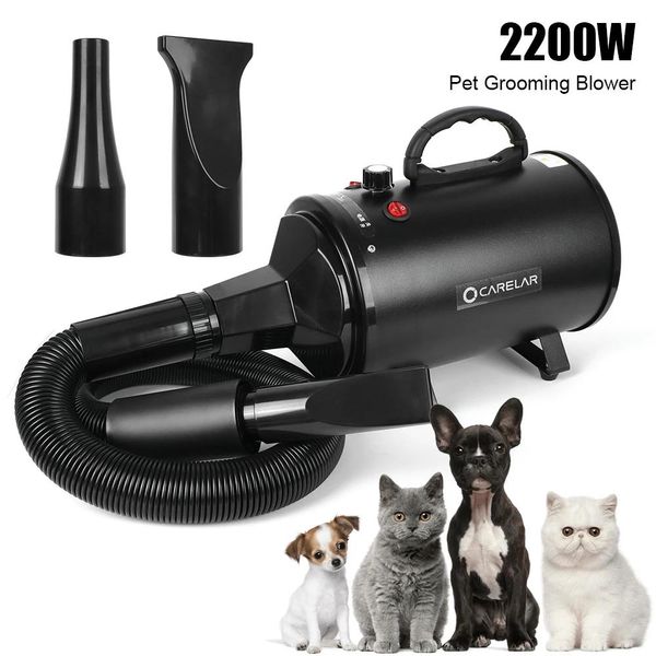 Secadores Secador de pelo para perros 2200W 220V Enchufe europeo Secador de viento cálido para perros pequeños, medianos y grandes, secador de pelo ajustable, soplador de aseo para mascotas y gatos