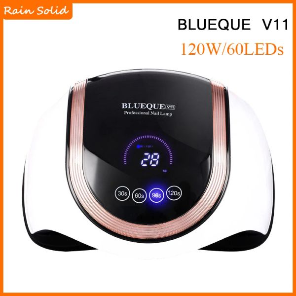 Sèche-ongles BLUEQUE 120W, 60 pièces/LED, ultraviolets pour sécher le gel, polissage, minuterie 30/60/90/120s, outil de manucure à induction automatique