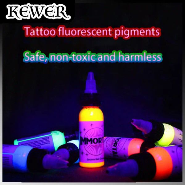 Sèche-linge Kewer nouveau 7 couleurs Fluorescence encre de tatouage néon Fluorescent peinture corporelle Art henné tatouage Pigments fournitures de tatouage