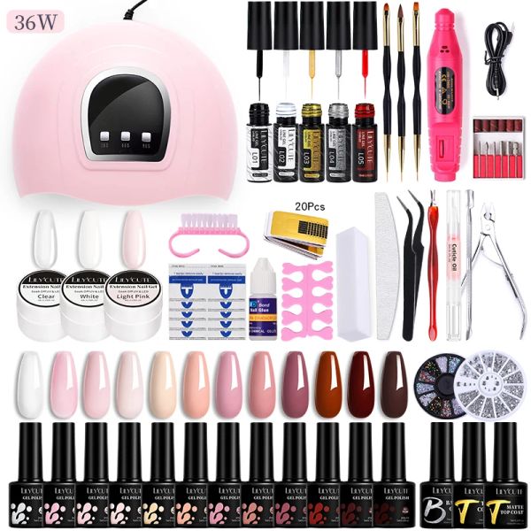 Dranders Lilycute 24/18/12pcs Kit de esmalte de uñas de gel con luz UV Vernis Semi permanente Arte de arte Juego de herramientas de uñas profesionales