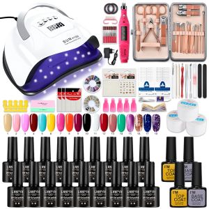 Séchoirs Manucure Set Gel Polon Base Base LED lampe à clous à ongle électrique Electring Drill Ear Spoon Nail Elippers Pédicure Ciseaux à ongles Kit à outils