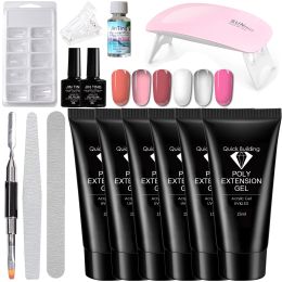 Dryers Meeail Poly Nail Gel Set 6W LED -lamp Volledige manicure set Quick Extension Nail Kit Gel Building Polygels Set voor Nails Tool Kit