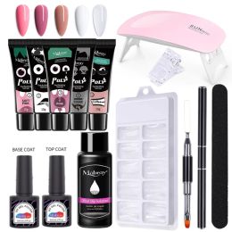 Dryers Mobray Poly nagelgelsets met 6W LED UV -lamp Volledige manicure set Quick Extension Nail Gel Kit Polygels Set voor Nagels Tool Kit