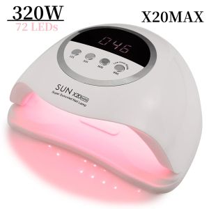 Dryers Nieuwe 320W Sun X20 Max UV LED Nail Lamp voor manicure snelle gel Poolse droogmachine met grote LCD 72leds Smart Cabin Nail Dryer