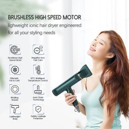 Dryers Professional Hair Dryer Strong Power Barber Salon Styling Tools Hotcold Wind Borstelloze motor Motor Laaggeluid Haardroger