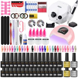 Séchants Ensemble d'ongles professionnels avec des ongles de gel complet ensemble de vernis LED LED LED UV et DRIL POUR Extensions de l'ongle Poly Nail Gel Kit