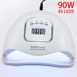 Secadoras Rohwxy Sun 5x Plus/Max Lámpara LED UV para uñas Secador 54W/72W/90W Lámpara de hielo para la lámpara de secado de uñas de gel de manicura para barniz de gel