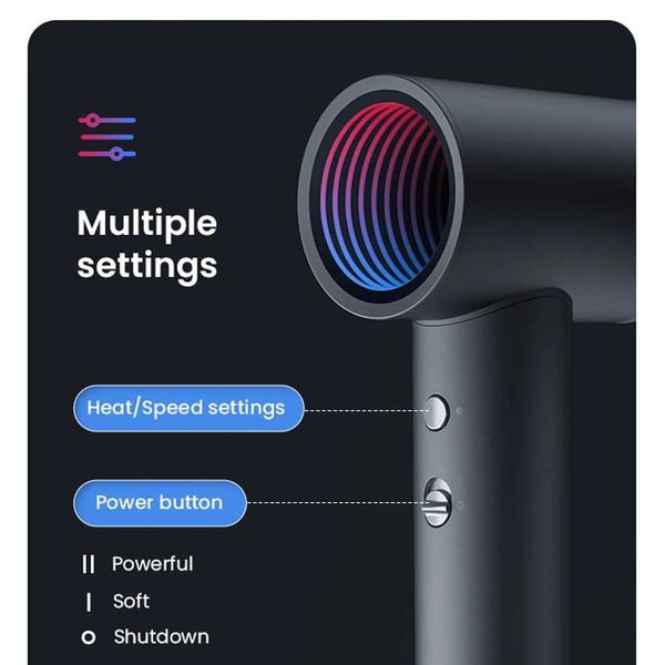 Sèche-cheveux ROIDMI Miro Sèche-cheveux abordable Haute vitesse 67 m/s Débit d'air rapide Faible bruit Contrôle intelligent de la température 20 millions d'ions négatifs 24329