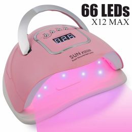 Séchoirs Sun x12 max max lavage à ongles rose LED pour les ongles de gel de séchage rapide 66 LEDS 280W Sécheur à ongles Tool de manucure professionnel