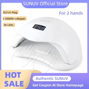 Dryers Sunuv Sun5Plus UV LED -lamp 48W nageldroger voor het genezen van alle soorten gel 99s Lage warmte 36 LED's UV -lamp voor twee handen Nail Art Machine