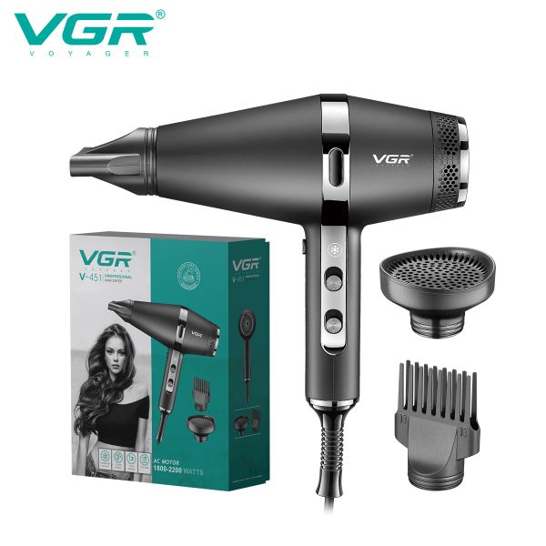 Séchoirs VGR Hair Dryer Professional Hair Dryer Machine Ions négatifs Séchante Strong Wind Séchage de la maison Home Contrôle Tool Styling Tool V451