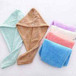 Séchage Turban Serviette Polyester Wrap Bonnet de douche absorbant à séchage rapide solide pour cheveux longs Livraison d'air