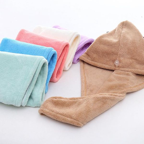 Séchage de serviette à cheveux turban enveloppe de polyester solide Séchon de douche absorbant rapide pour les cheveux longs
