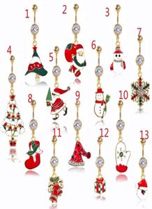DS8 Nouveau Noël nombril anneau piercing rouge femme corps Piercing bijoux strass arbre nombril barre 14G acier inoxydable4239219