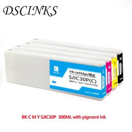 DSCINKS SJIC30P BK C M Y 100% compatible ink cartridge with 300ML pigment ink for C7500G C7500GE printer with chip242u