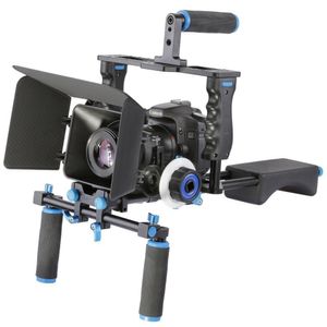 Freeshipping DSLR 4 en 1 Rig Kit Caméra Cage + Support d'épaule + Matte Box + Follow Focus pour 5D 6D 7D 60D 70D 5DII 5DIII Caméra Caméscope Vidéo