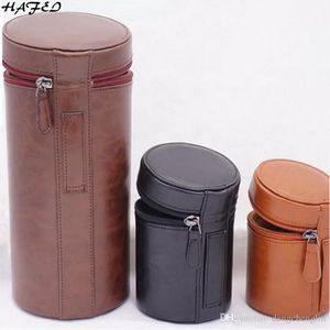 DSLR Camera Lens Bag PU Leather Case Suitable for Canon Nikon Sony Pentax Fujifilm Tamron Lens Pocket Pounch Brown Black