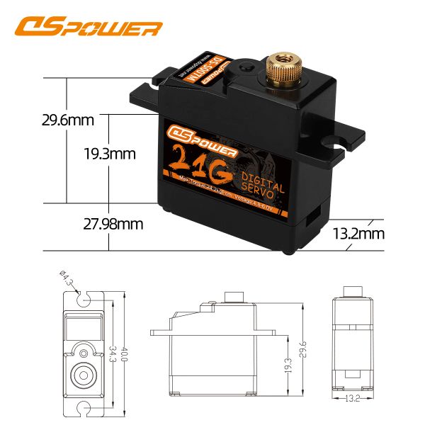 DSPOWER 1/5/10 / 20PCS 21G METAL GEAR MINI SERVO 17G Servo pour 1:18 1:16 RC Car Slash C24 D12 MJX HYPER GO 14209 14210 Robot plan